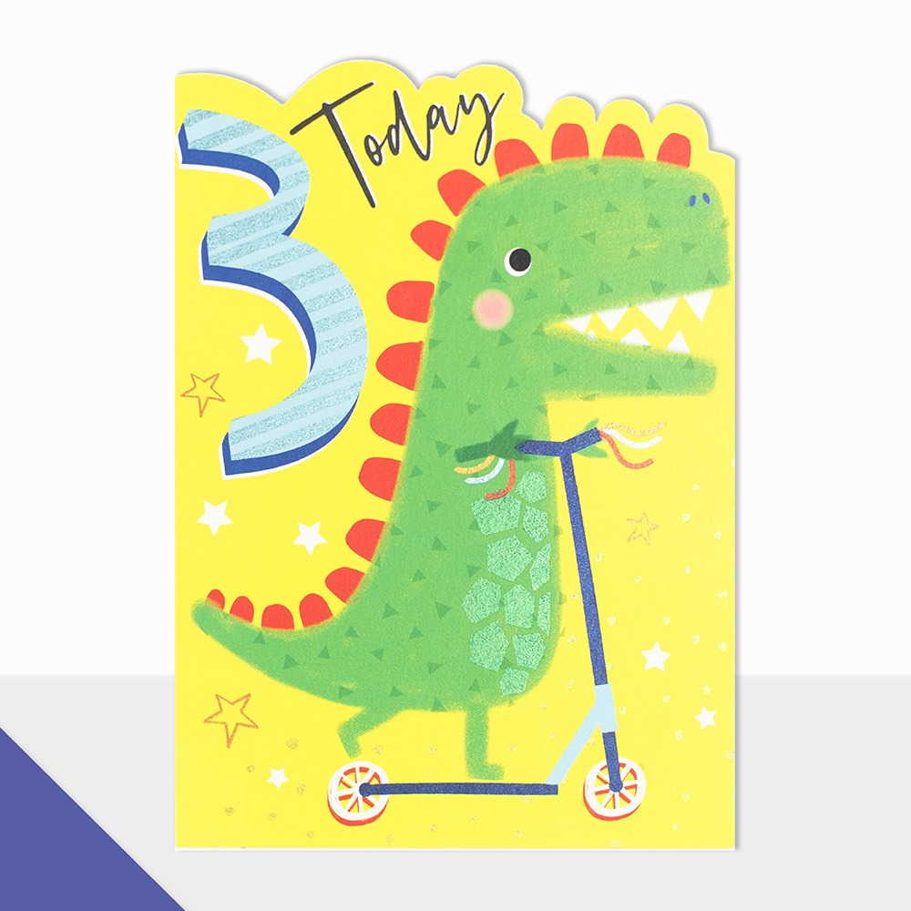 Artbox Dinosaur Happy 3rd Birthday Card - Laura Darrington Design